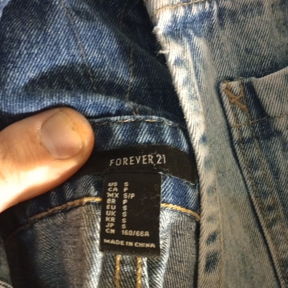 Forever 21 Stylish Light Blue Distressed Denim Overalls - Picture 2 of 3